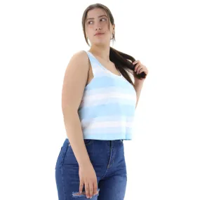 Women's Striped Scoop Neck Top,Blue/White