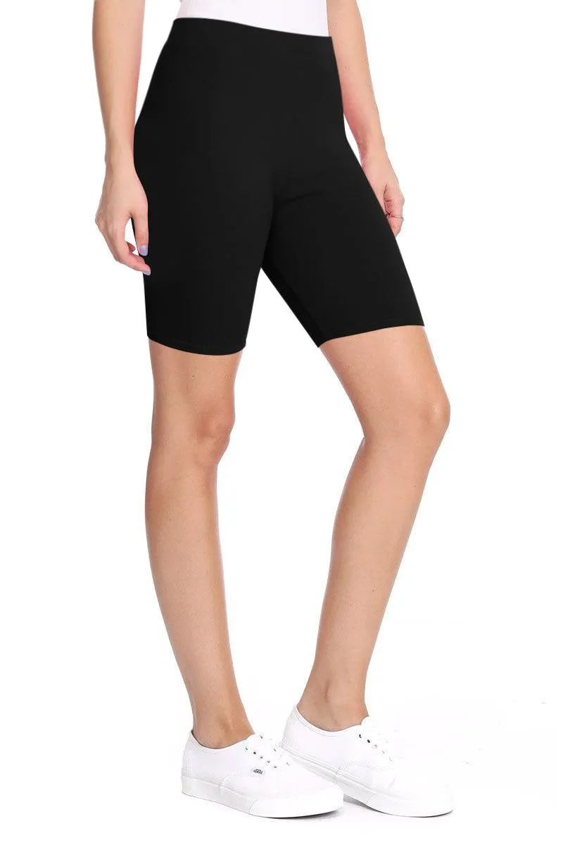 Women's Workout Comfy Elastic Band Solid Active Yoga Biker Shorts Pants S-3XL