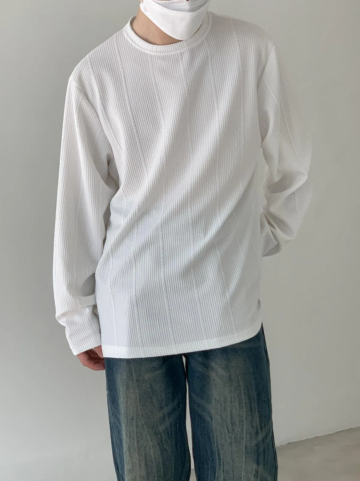 Zhou Textured Drape Long Sleeve T-Shirt