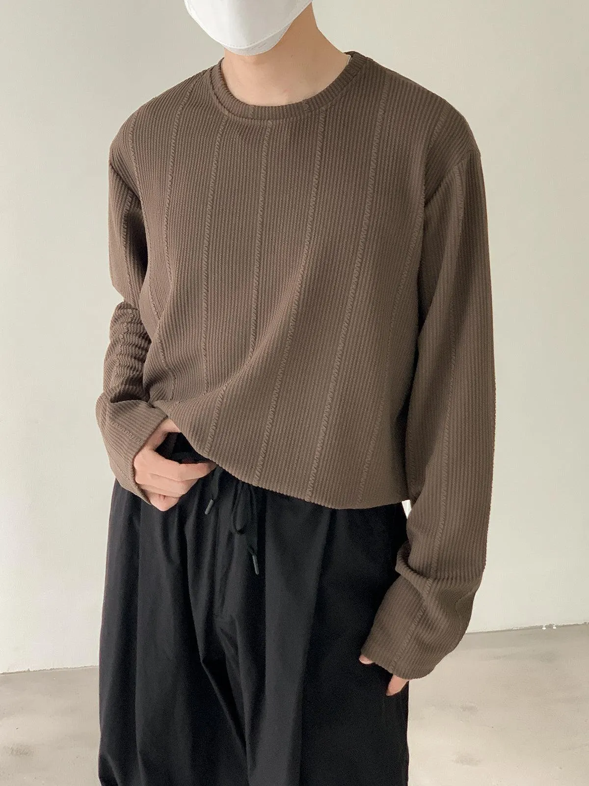 Zhou Textured Drape Long Sleeve T-Shirt