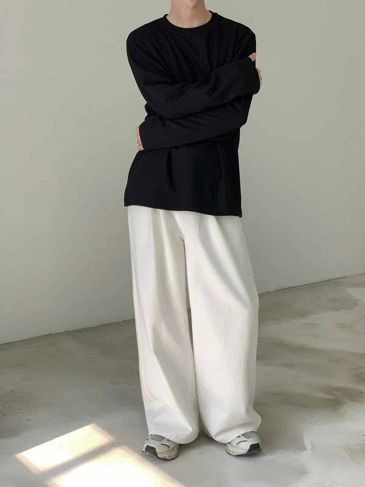 Zhou Textured Drape Long Sleeve T-Shirt