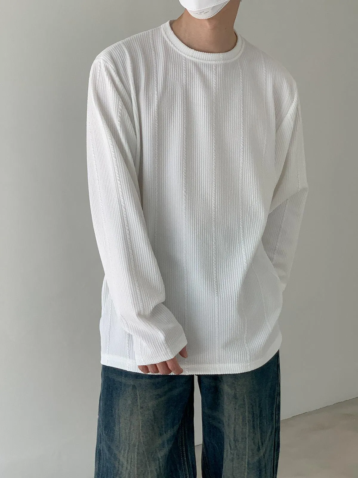 Zhou Textured Drape Long Sleeve T-Shirt