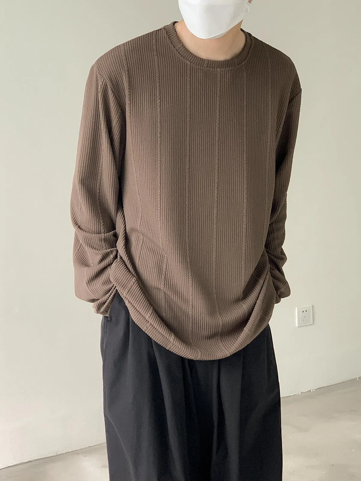 Zhou Textured Drape Long Sleeve T-Shirt